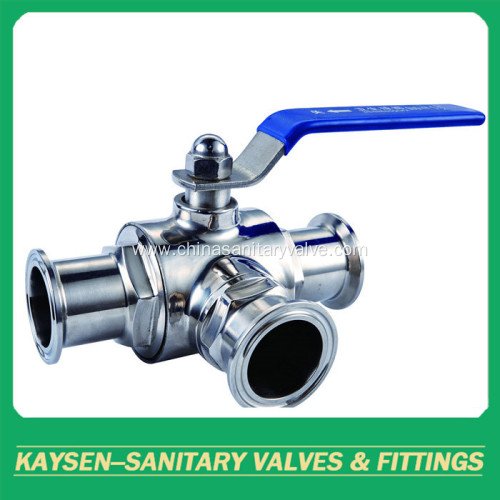 Sanitary Ball Valve Three Way Clamped ISO/IDF/SMS/3A/DS